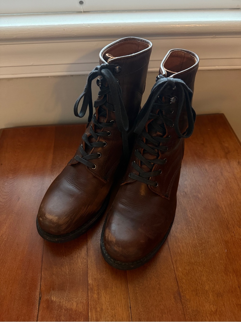 Frye Brown Leather Lace-Up Women's Boots